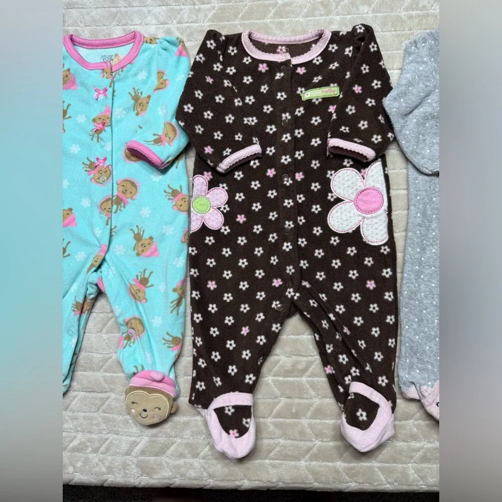 Carter’s | Baby Girl Fleece Footie Pajamas Bundle | 3M